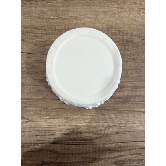 White Pedestal Bowl Embossed Floral Ceramic Decor - Picture 5 of 9